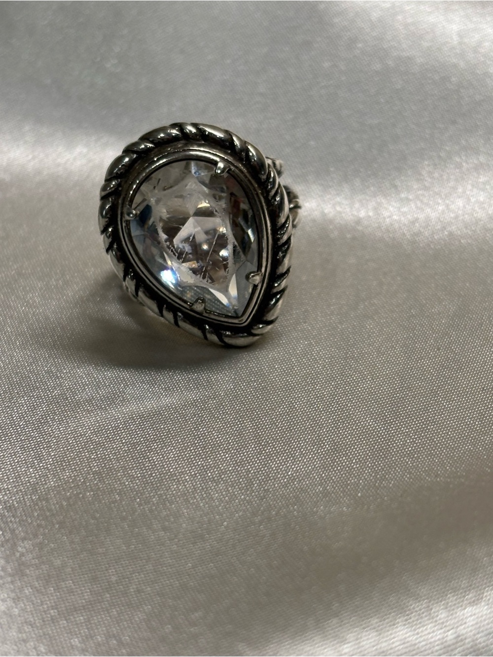 Brighton Teardrop Clear Crystal Ring in Silver-Tone